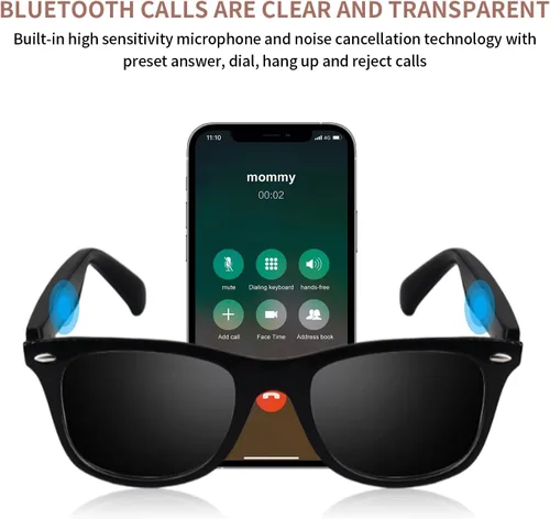 Vista 5 de Lentes inteligentes para hombres y mujeres, lentes de sol inteligentes para deportes al aire libre Open-Ear, UV Protection Polarized Bluetooth