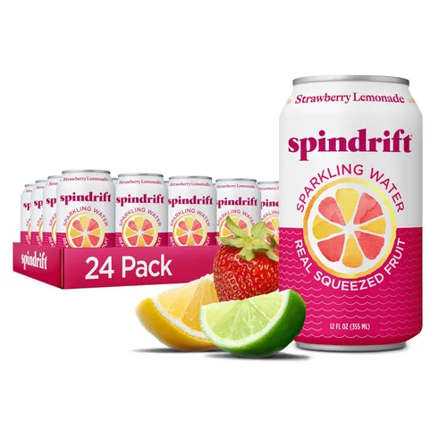 Vista 18 de Spindrift Agua con gas, sabor a bayas Belli, hecha con fruta exprimida real, latas de 12 onzas líquidas, paquete de 24 (solo 13 calorías por lata)