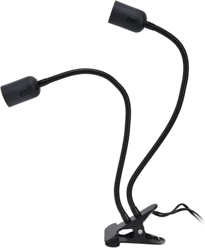 Vista 7 de Lámpara de escritorio LED de cuello de cisne con abrazadera, lámpara E27/E26, aluminio negro, brazo flexible de 20 pulgadas, luz portátil con clip
