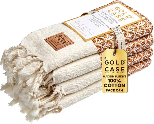 Vista 39 de Gold CASE - Juego de 4 Toallas de Mano Turcas para Baño, 20 x 40 pulgadas, Toallas de Baño 100% Algodón, Toalla Pequeña de Cocina Aphrodite