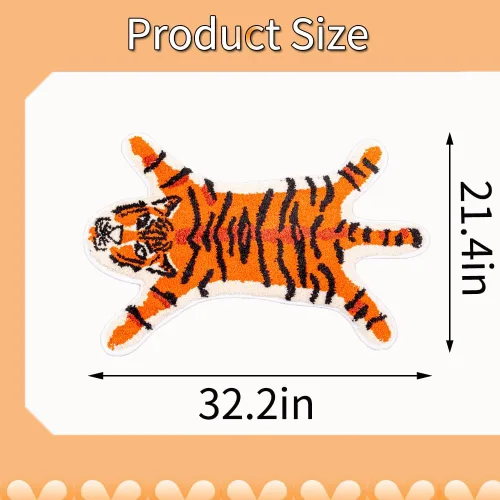 Vista 2 de Tapete de baño de tigre para baño, diseño de dibujos animados de tigre naranja, antideslizante, absorbente y pequeño, decoración de baño, alfombra