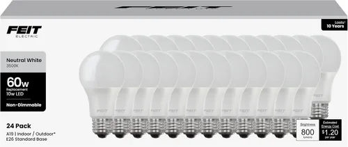 Vista 13 de Feit Electric Bombillas LED A19, equivalente a 60 W, no regulables, 800 lúmenes, base estándar E26, blanco suave de 2700 K, 80 CRI, vida útil de 10