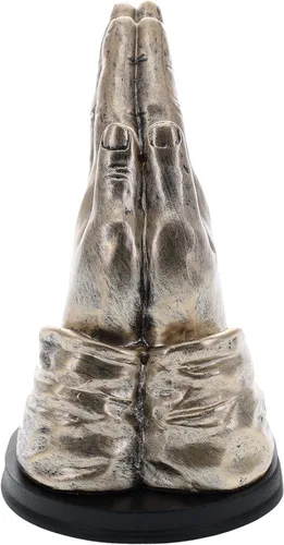Vista 2 de Top Brass Praying Hands - Estatua de arte espiritual decorativa con acabado de bronce antiguo