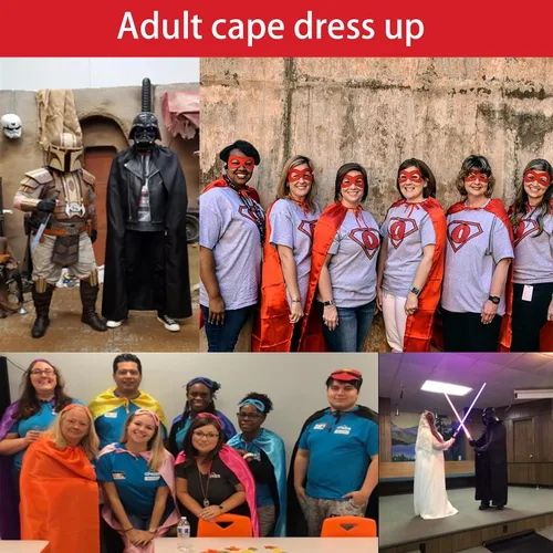 Vista 4 de Maklulu Capas y máscaras de superhéroes para adultos, capas de Halloween, disfraces de superhéroes Negro