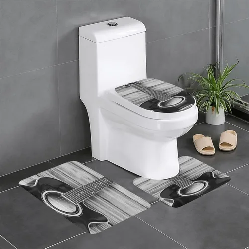 Vista 13 de FFEXS Juego de alfombras de baño de 3 piezas con estampado de rosas negras góticas, 1 alfombrilla rectangular para el suelo, 1 almohadilla de piso