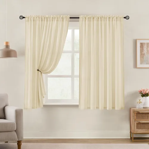 Vista 20 de HOMEIDEAS - Cortinas semitransparentes de privacidad blancas que no se transparentan, 52 x 96 pulgadas Blanco