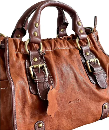 Vista 4 de NatCole Bolso de piel de becerro con una cartera a juego, Marrón