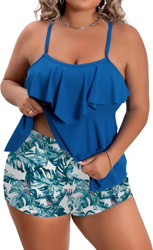 Vista 32 de B2prity Traje de baño tankini de talla grande para mujer, con control de 01