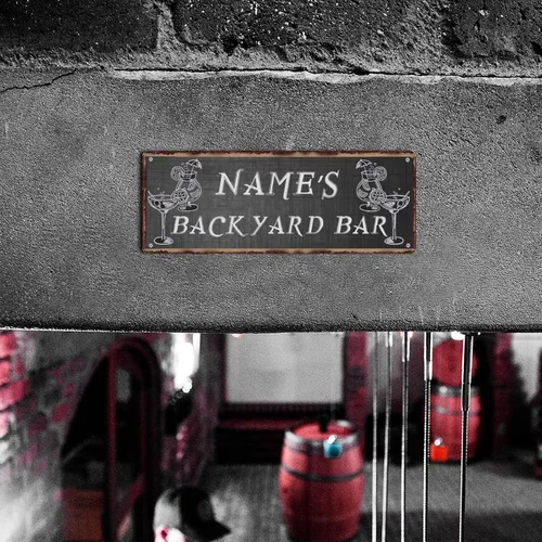 Vista 7 de Letrero de metal personalizado para bar en el patio trasero, decoración rústica, cueva de hombre, cerveza fría, buenos tiempos, letrero de metal