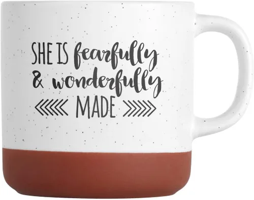 Vista 7 de Canopy Street Taza de café de cerámica moteada de 13 onzas con texto en inglés «Looks Like A Great Day To Believe In Yourself», taza de café