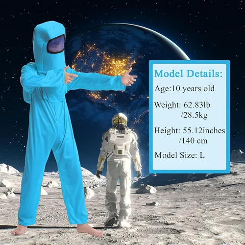 Vista 4 de Disfraz de astronauta A-mong, overoles para niños, para Halloween, cosplay, fiesta de Navidad