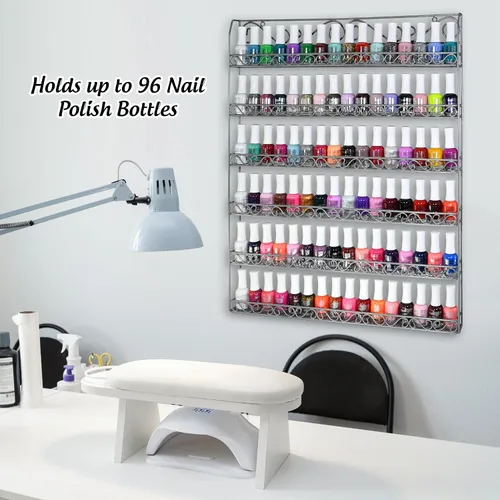 Vista 4 de AMT - Estantes metálicos para esmalte de uñas para pared, exhibición de esmalte de uñas transparente, organizador de aceites esenciales Young