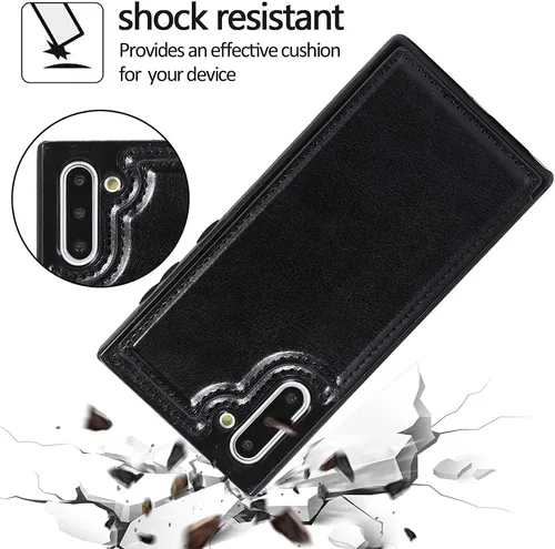 Vista 6 de Diseño para Samsung Galaxy Note 10 con protector de pantalla de vidrio templado ranura para tarjeta de crédito, billetera de cuero PU fundas