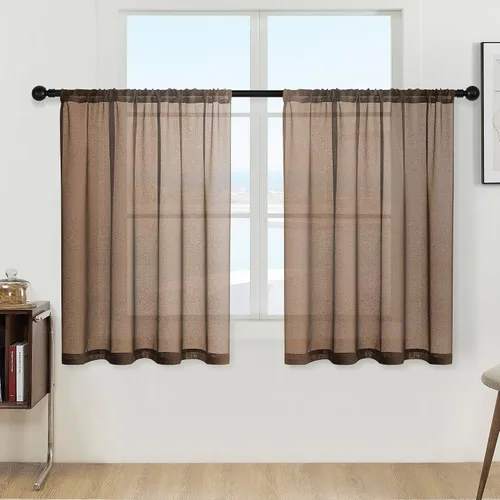 Vista 28 de MRTREES Cortinas transparentes de Aqua Blue, para cocina, de 36 pulgadas de longitud, cortinas transparentes de gasa con filtro de luz, cortinas