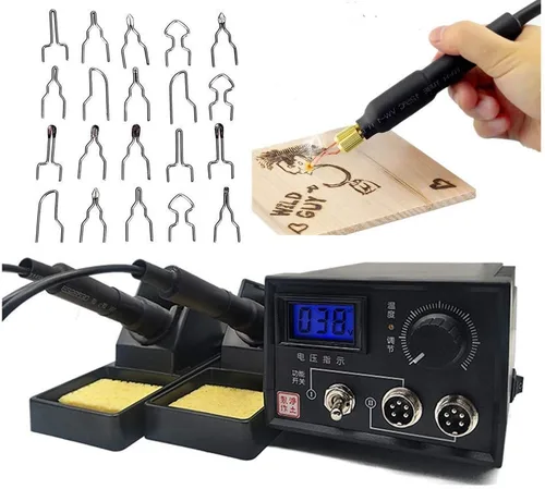 Vista 12 de ele ELEOPTION Kit de herramientas de manualidades de doble boca para pirografía de 110 V, kit de máquina de pirografía láser multifunción con 2