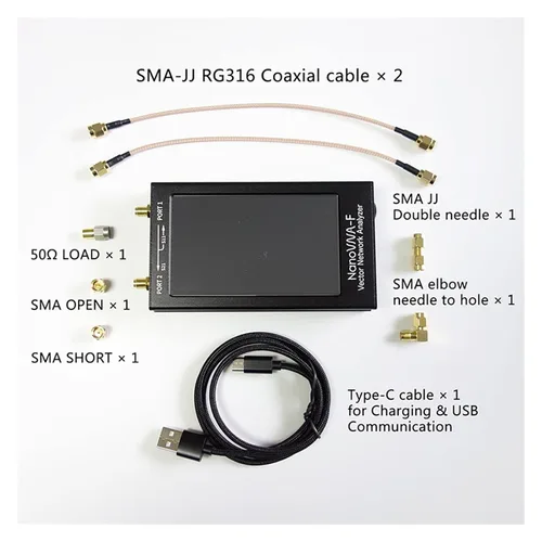 Vista 6 de Spectrum Analyzer, 10khz-1.5Ghz NanoVNA-F VNA HF VHF UHF Vector Network Antenna Analyzer 4.3 Inch IPS LCD Metal Case V3.1 Version Stylus