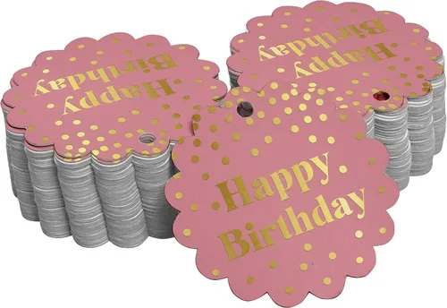 Vista 36 de Etiquetas de papel para colgar con texto en inglés «Happy Birthday» (50 unidades)