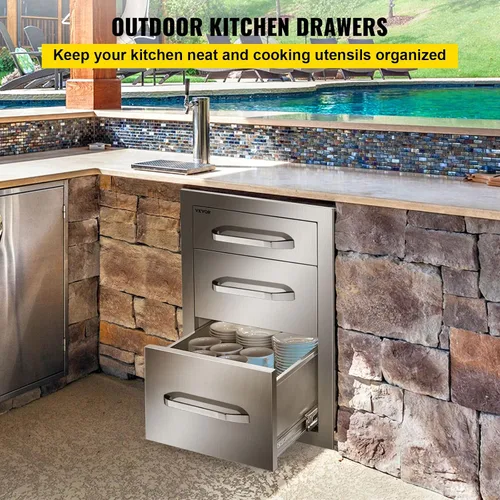 Vista 3 de VEVOR Cajones de cocina al aire libre 15 "W x 21" H x 22.5" D Acero