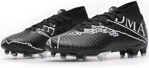 Vista 3 de lozoye Zapatos de fútbol para hombres y mujeres y niños, tacos de fútbol para niños grandes Grils FG, botas de fútbol de tobillo alto, tenis anchos
