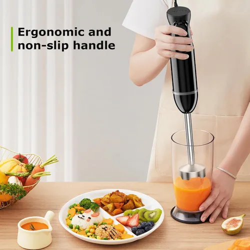 Vista 6 de Bonsenkitchen Hand Blender, Immersion Blender with 2 Mixing Speed, Electric Handheld Mixer Portable Stick Mixer with Stainless Steel Blades for