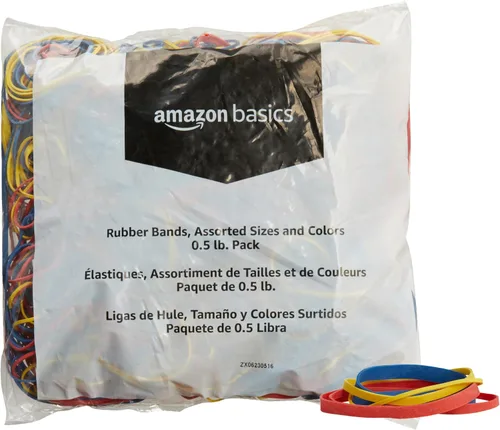 Vista 11 de Amazon Basics Bandas de goma, tamaño 19 (3-1/2 x 1/16 pulgadas), 1250 bandas/paquete de 1 libra, paquete de 3, marrón