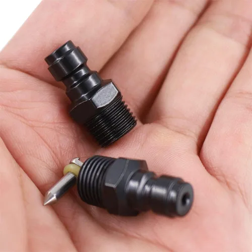 Vista 5 de Adaptador de enchufe de desconexión rápida de 0.315 in, rosca macho NPT de 1/8 pulgadas, accesorios de adaptador Foster PCP Airsoft, cobre chapado