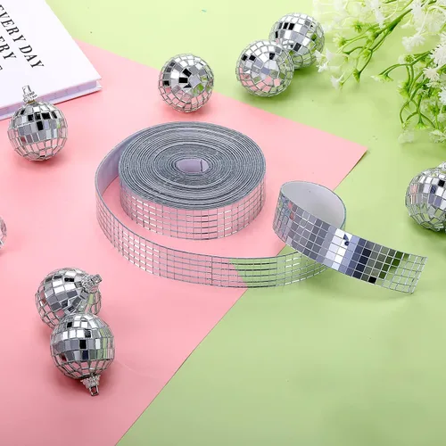 Vista 4 de SATINIOR 3000 piezas de azulejos de espejo de bola de discoteca autoadhesivos para manualidades, adhesivos pequeños de bola de discoteca de 5 x 5
