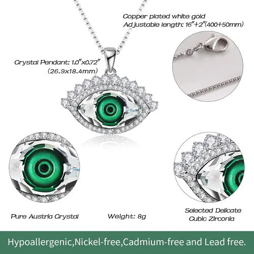 Vista 5 de Richapex Evil Eye Necklace for Women 18K Silver Plated Necklace Pure Crystal Eye Pendant Protection Necklace Ojo Turco Turkish Amulet Luck Gifts