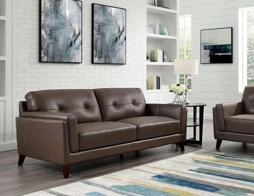 Vista 3 de Hydeline Huntington - Juego de sofá de piel, color marrón