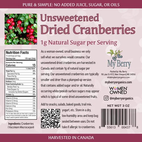Vista 2 de My Berry - Arándanos secos sin azúcar 3 onzas Naturalmente tartas: 0.04 oz de azúcar natural por porción Sin OMG Sin azúcar añadido, jugo