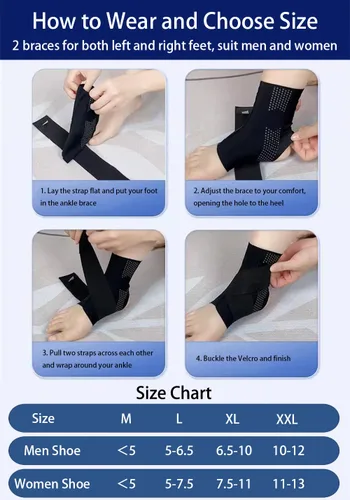 Vista 6 de Tobilleras para mujeres y hombres, 2 piezas de manga de compresión de tobillo para fascitis plantar, alivio de la fascitis plantar, calcetines