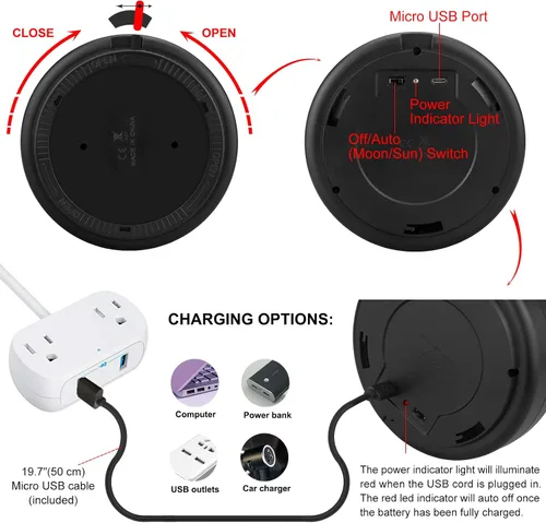 Vista 5 de Lámpara de techo a pilas, luz LED con sensor de movimiento con control remoto, luz de ducha inalámbrica, 10 luces de pasillo que cambian