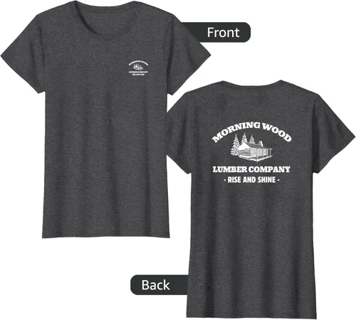 Vista 6 de Morning Wood Lumber Company - Camiseta con estampado de espalda delantera, Negro, S