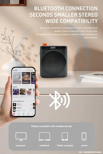 Vista 6 de Amplificador de voz inalámbrico portátil con dos micrófonos Lavalier Bluetooth, mini altavoz inalámbrico recargable de megáfono de voz