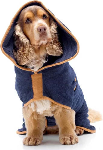 Vista 13 de Lucky Pooch® Bata de baño para perro, lujosa bata de baño para perro, ultra absorbente, ¡seca a tus perros en minutos! Doble capa, toalla súper Ámbar