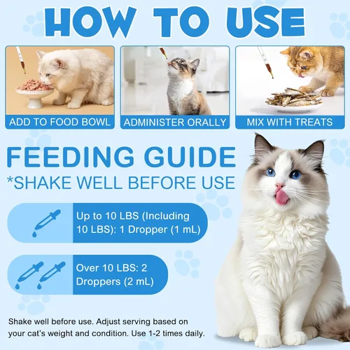 Vista 7 de NIFEISHI Suplemento líquido de L-lisina para gatos, para salud respiratoria, estornudos, secreción nasal y cuidado de los ojos, para gatos de todas