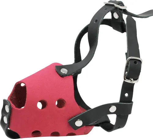 Vista 5 de Bozal de cuero genuino suave para perros de dos tonos para razas y cachorros XXS y XS