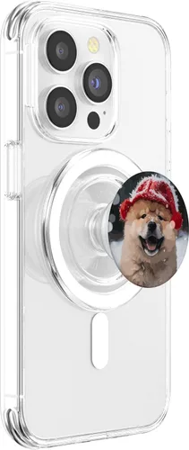 Vista 3 de Chow Chow Puppy Dog Playing In Snow Christmas PopSockets MagSafe PopGrip for iPhone