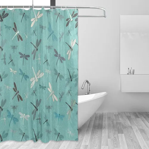 Vista 44 de MNSRUU Fabric Shower Curtain, Flowers and Butterflies Pink Waterproof Polyester Curtains with Hooks for Home Bathroom Decorative