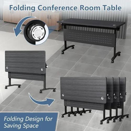 Vista 4 de 47.2in Folding Conference Table, Modular Meeting Table with Wheels 2Pack Modilan