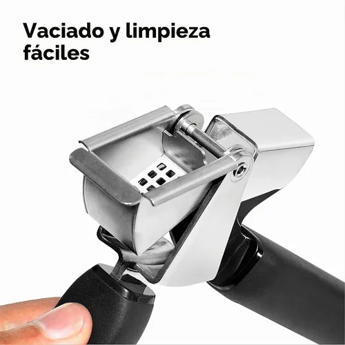 Vista 2 de OXO Good Grips Prensador de ajos de acero inoxidable Se adapta a múltiples dientes, asas suaves que absorben la presión, patrón de agujeros