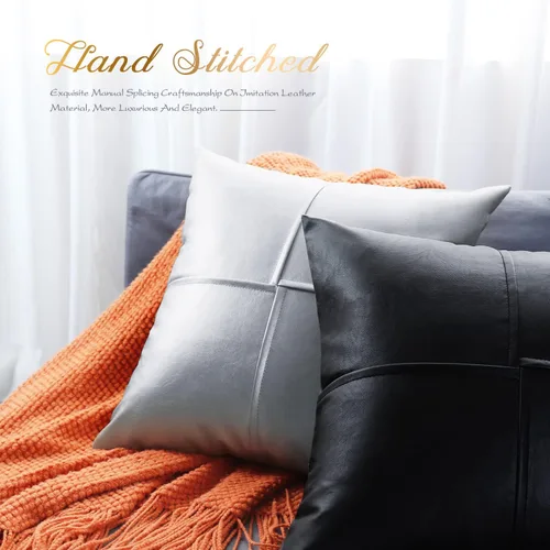 Vista 46 de BRAWARM Fundas de Almohada Decorativas de Cuero Sintético 12 X 20 Pulgadas, Fundas de Almohada Lumbar de Cuero Naranja Paquete de 2, Almohadas