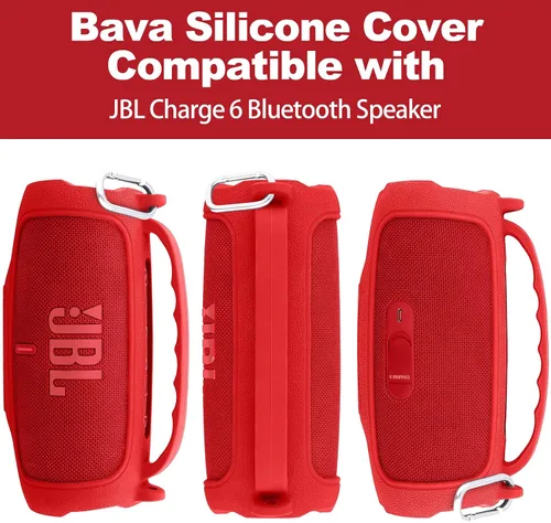 Vista 60 de Funda de silicona compatible con JBL Charge 5 Altavoz Bluetooth portátil impermeable (Cubierta de silicona negra)