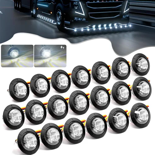 Vista 10 de PSEQT Flash estroboscópico de 3/4 pulgadas + luces de marcador constante, luces LED de doble función, luces redondas de separación lateral traseras