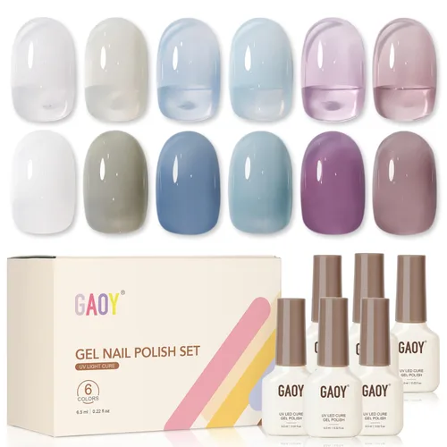 Vista 18 de GAOY Berry Collection - Esmalte de uñas en gel, color rosa intenso, borgoña, rojo, cereza y magenta, kit de esmalte de uñas para manicura de salón