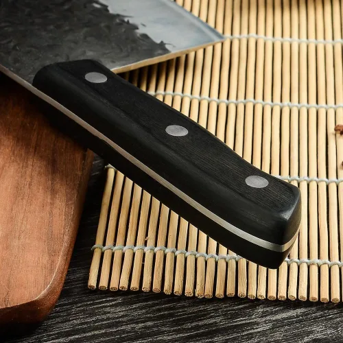 Vista 5 de Cuchillo de carnicero tradicional de 7 pulgadas, cuchillo de chef de acero de alto carbono, cuchillo serbio para cocina, campamento o barbacoa