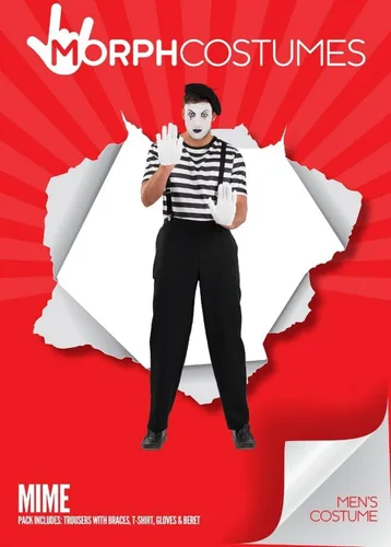 Vista 5 de Fun Shack Traje de artista Mime blanco y negro