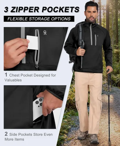 Vista 4 de Little Donkey Andy Chaqueta de golf con cremallera corta para hombre Negro