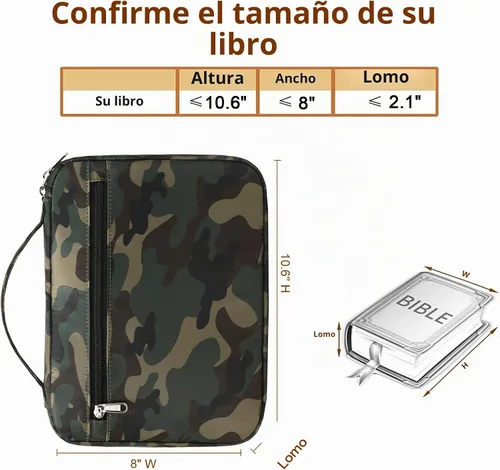 Vista 2 de Fundas de Libro Octsky para Biblia para Niños, Funda/Protectora/Porta Biblia para Niños con Bolsillo, Camo-1