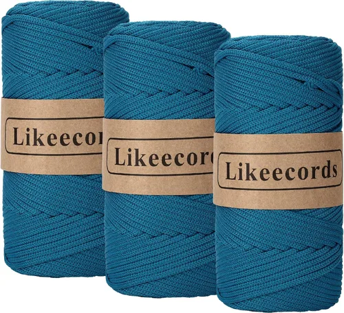 Vista 48 de Likeecords Cordón de macramé trenzado de poliéster de 0.157 in, 140 yardas, 426 pies, hilo elástico para bolsa de ganchillo para manualidades